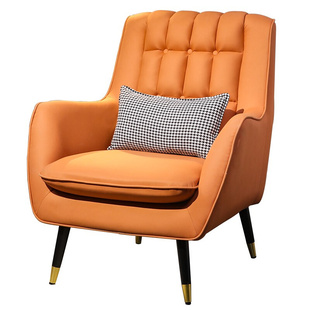 北欧单人沙发科技布小户型客厅卧室休闲接待网红皮艺老虎椅