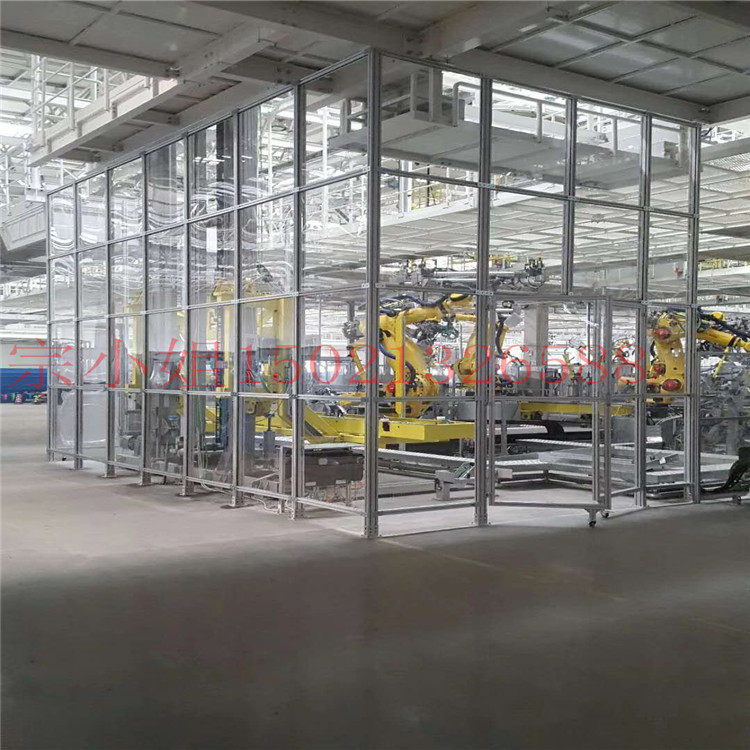 临港T斯拉工厂安全围栏 车身防护栏 工业铝型材防护栏 防护罩 厂