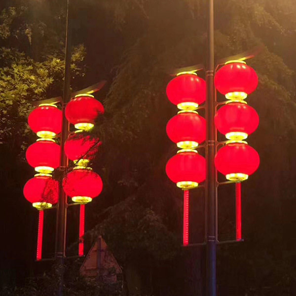 路灯杆灯笼定制led发光装饰挂件铁口布亚克力户外节日透光