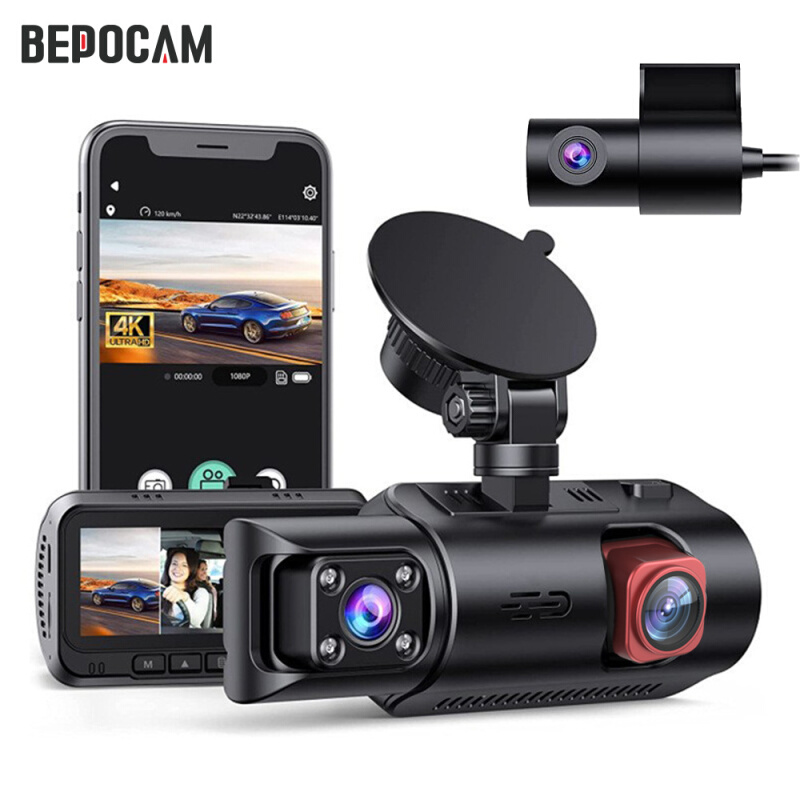 BEPOCAM ZD80 3 Lens Dash Camera 4K Dashcam Front And Rear Wi