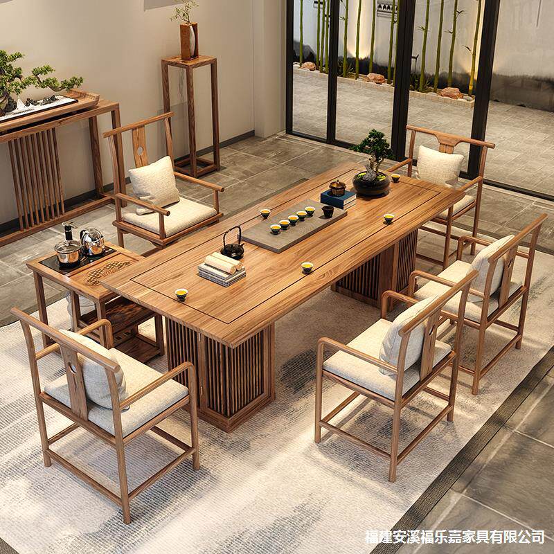 新中式白蜡木实木茶桌柜子腿现代简约艺术泡茶桌办公室家用茶台