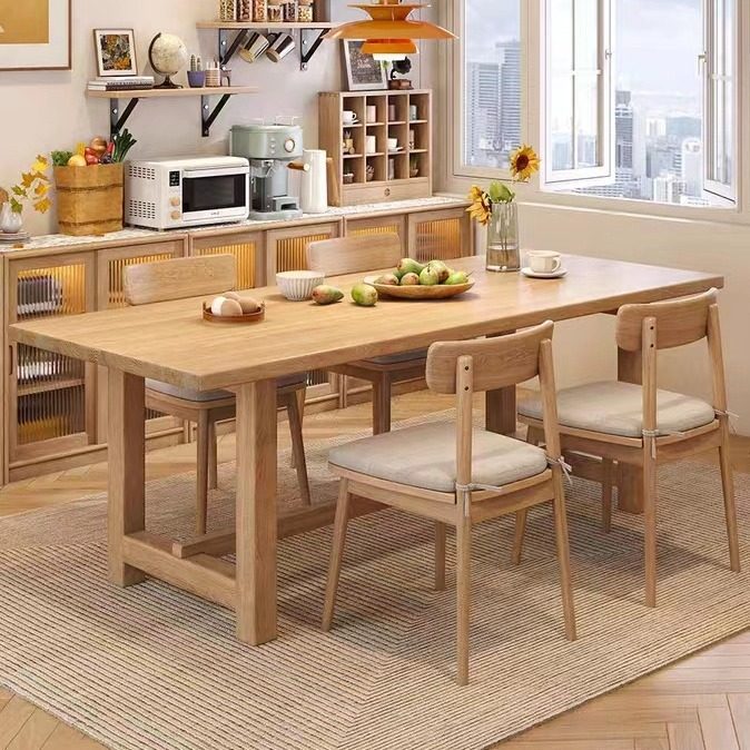 美式全实木餐桌椅子轻奢现代简约小户型家用长方形办公桌子高级感