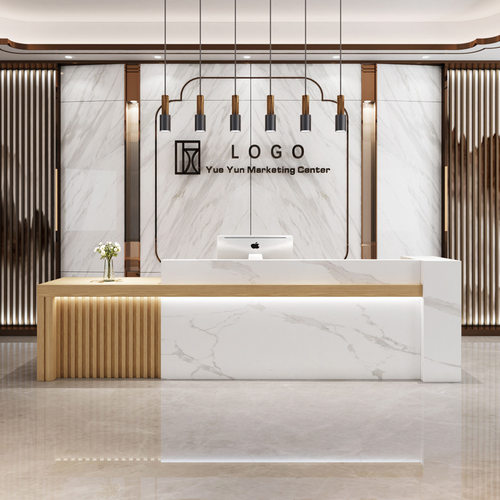 复古新中式收银台公司烤漆前台接待台吧台美容院足浴酒店简约现代
