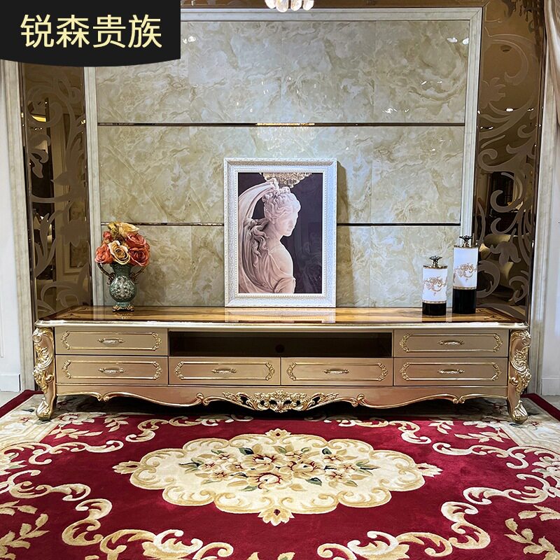 锐森贵族 法式实木电视柜 欧式雕花古典柜客厅背景柜客厅地柜家具