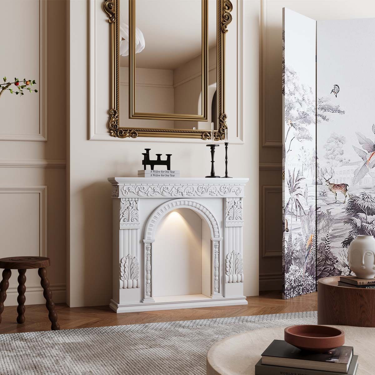 法式雕花壁炉架奶油风带灯复古置物柜欧式美式客厅装饰柜玄关柜,电子元器件市场,电线扎带/束线带,淘宝优惠券,粉丝福利购,淘宝优惠卷