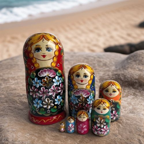 极速俄罗斯套娃7层烤漆花朵大辫子手工I实木椴木儿童益智特色旅游