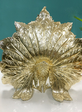 极速树脂电镀大号实心孔雀摆件工艺品欧式L家居饰品客厅电视柜软