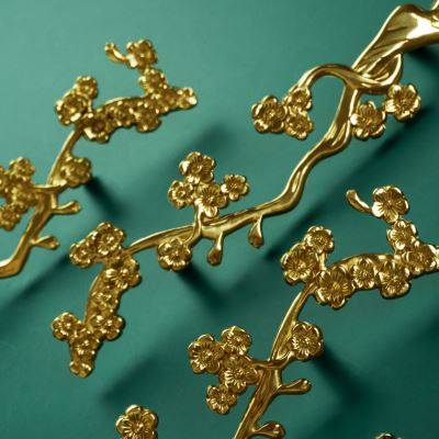 极速黄铜梅花枝橱柜门拉手厨门新C中式轻奢北欧金色简约抽屉把手,基础建材,小拉手,淘宝优惠券,粉丝福利购,淘宝优惠卷