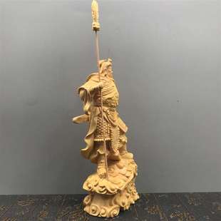 极速黄杨木实木人物关二爷招财供奉摆件工艺M品武财神大刀关公木