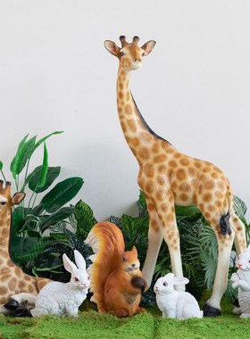 新品仿真动物创h意室内落地装饰造景组合材料庭院园林摆件拍摄道