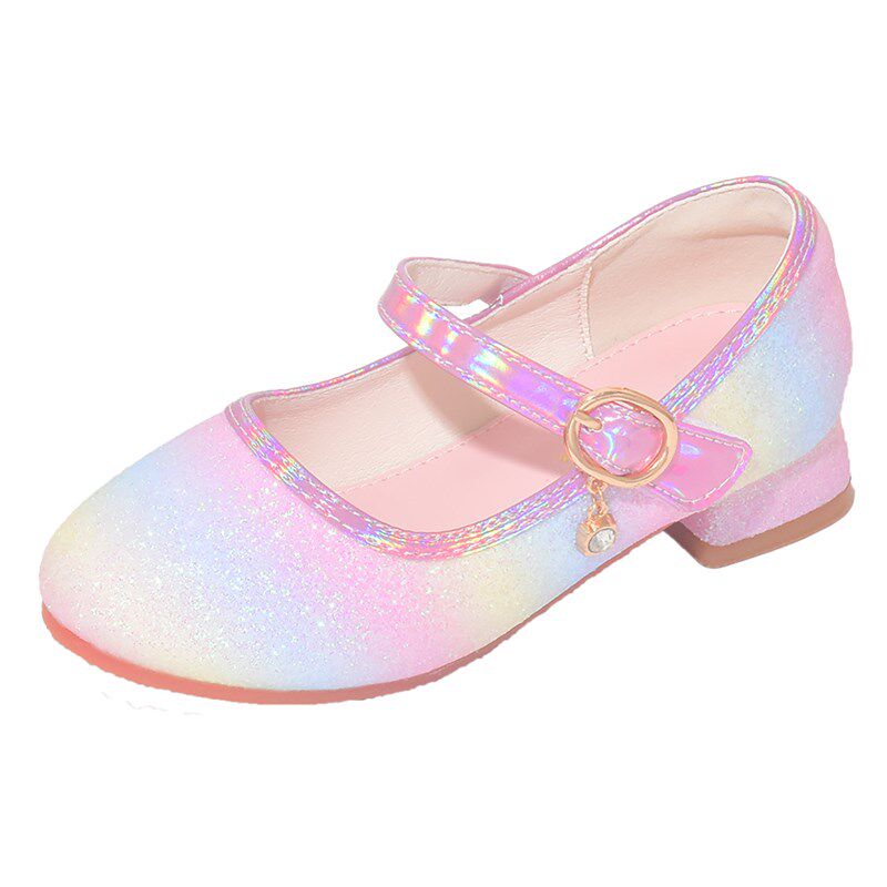 新品女童鞋小女孩高跟水晶鞋儿童B公主鞋学生表演出礼服鞋中大童