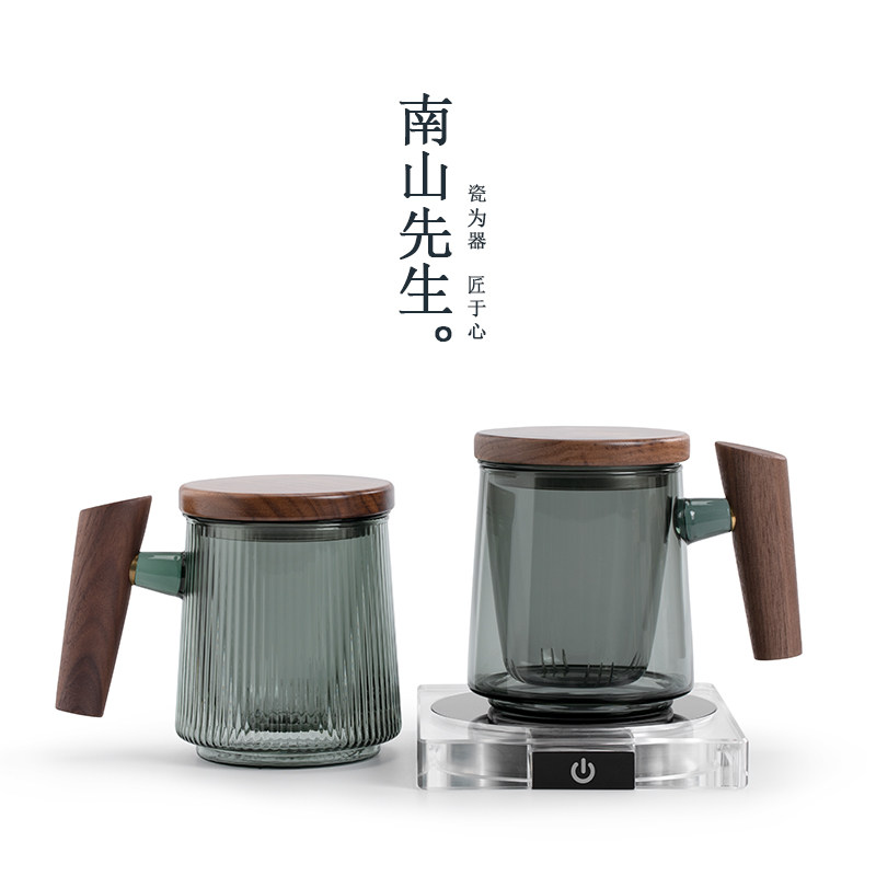 新品方圆玻璃杯恒温保温杯55度家用I泡茶杯茶水分离办公室轻奢