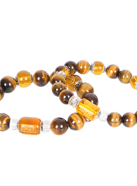 极速天然虎眼石手链李居明三面大黑天财神手链招财进Y宝水晶手串