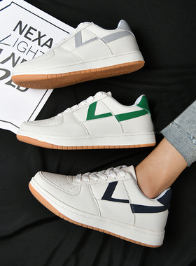 新品夏季特大码皮面运动男鞋45青少年46小白P鞋百搭学生白色休闲