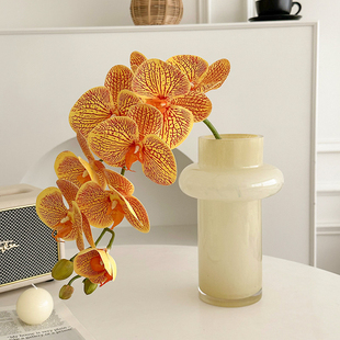 新品多头蝴蝶兰仿真花白色黄色九头高品质L花瓶桌面造型装饰摆件