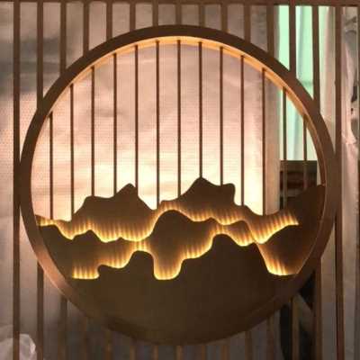 极速新品新不锈钢假山e背景墙庭院屏风墙新中式圆形定Z制客厅隔间