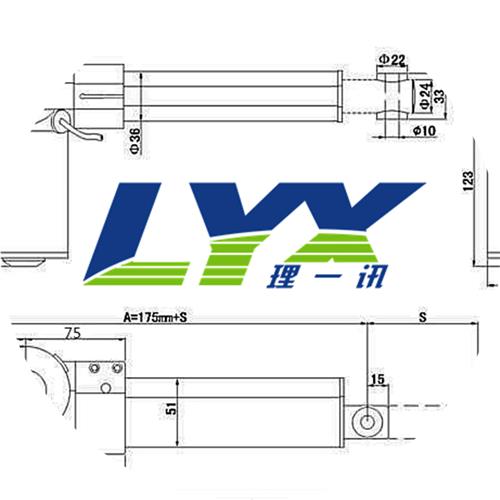 极速6000N电动推杆12V/24VC伸缩杆电动升降器推拉杆2g50mm行