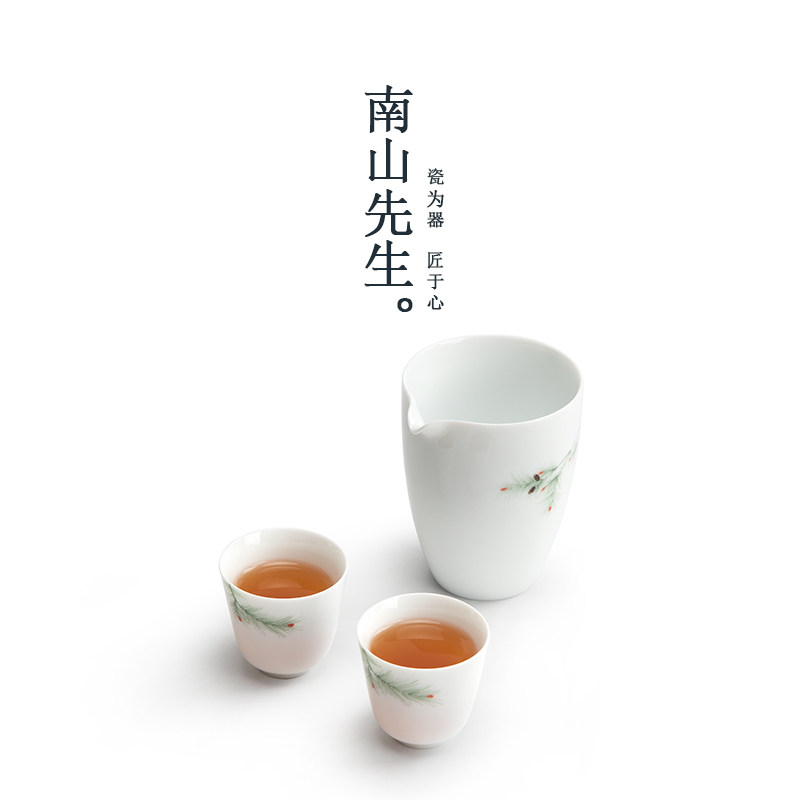 新品马尾松手绘k茶具套装盖碗茶杯家用6人整套茶具简约泡茶器