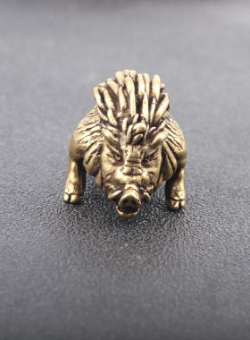 极速实心纯铜野猪压纸铜小猪生肖福猪茶H宠创意挂件镇纸把件小摆