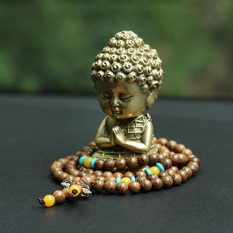 极速新品全铜大日如来佛像汽车t摆件车内可爱Q车载小佛祖平安饰品