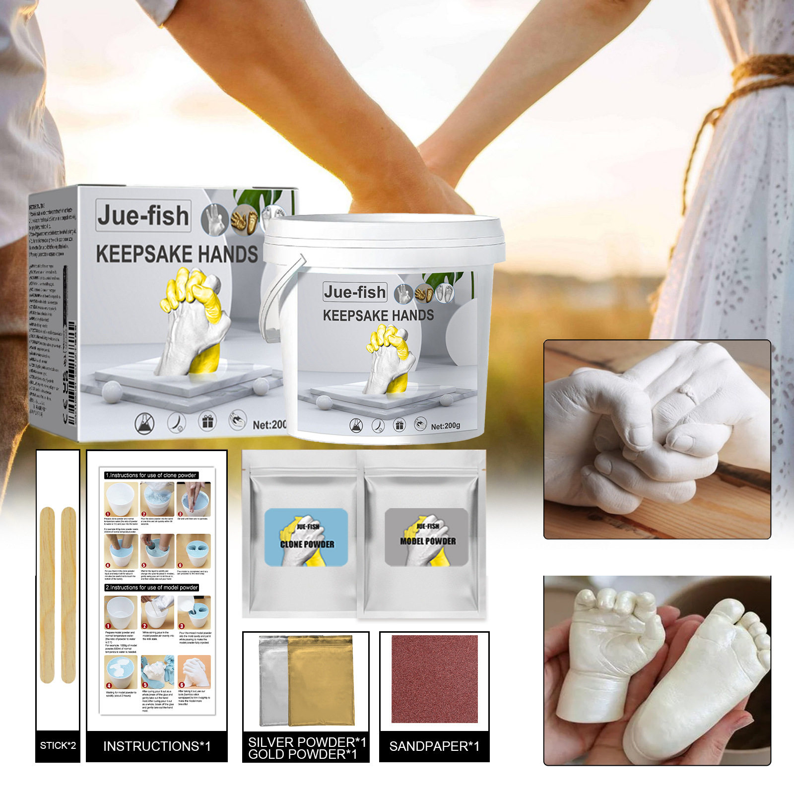 Jue-Fish3D立体手模克隆粉情人节