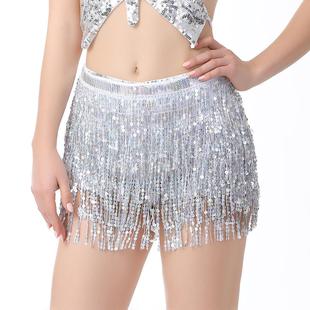 short tassel sequin Belly skirt dance 肚皮舞亮片流苏绑带短裙