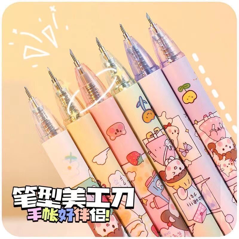 小麻薯刻笔手账专用笔刀手工刀ins按动刻刀裁纸快递刀笔形手工刀图片
