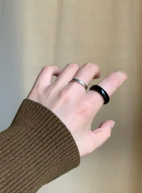 戒指黑曜石男大码招财转运玉戒指