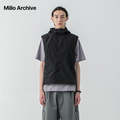 Millo Archive背心连帽外穿尼龙抽绳设计夏季透气男户外无袖新款