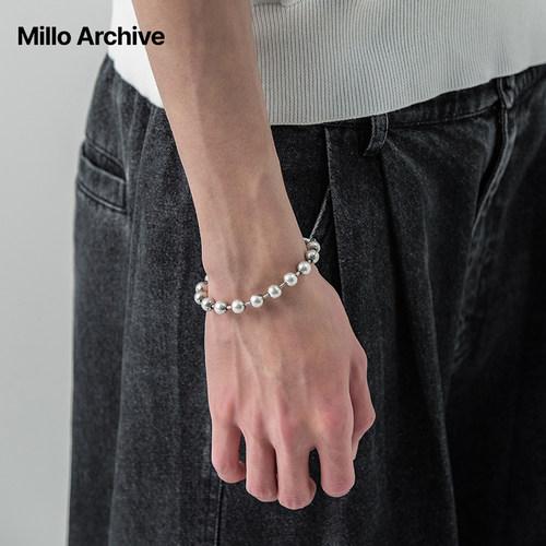 Millo Archive做旧圆珠手链电镀男女款时尚单品复古高级感金属