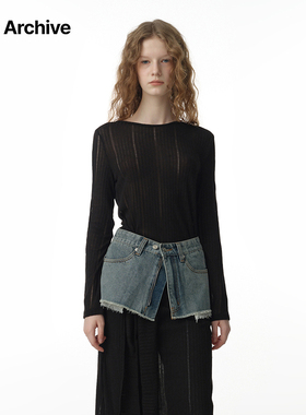 【朴志效同款】Millo Archive超短牛仔裙女个性两穿抹胸叠穿腰带