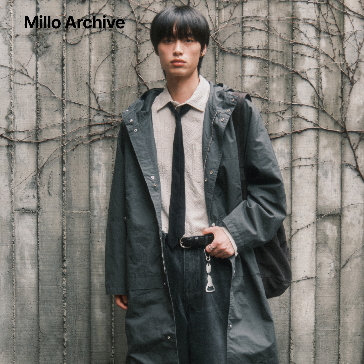 Millo Archive25秋冬新款男可拆卸长款风衣连帽休闲夹克外套宽松