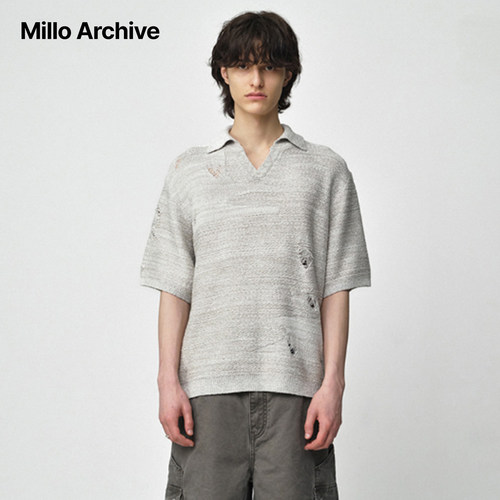 【丁程鑫同款】Millo Archive25冬男翻领短袖针织衫POLO衫肌理感