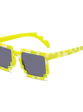 我的世界周边新款时尚潮流格子马码赛克眼镜 派对搞怪像素太阳镜