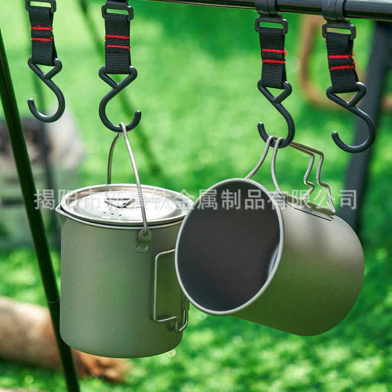 户外钛杯纯钛水杯露营式茶杯咖啡杯子钛合金折叠带手柄马克杯