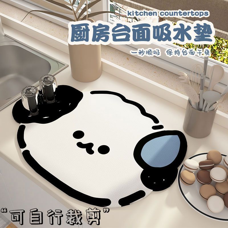 卡通厨房水台沥水垫餐桌垫耐热防滑吸水速干家用洗手台面软硅藻泥