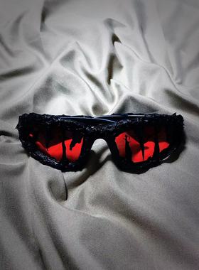 【现货】Pi0neeR 前卫先锋墨镜个性街头纯手工滴胶墨镜【火山红】