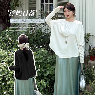 新款 T恤 胖妹妹加肥加大码 打底衫 厚针织 女装 W1301轩辰2025秋冬装