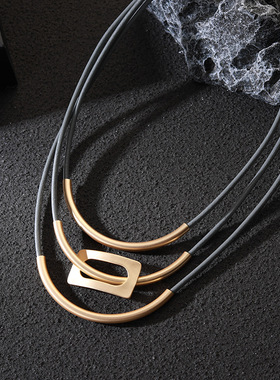 亚马逊热卖欧美个性夸张风重工多层金属饰品时尚高级感女士锁骨链