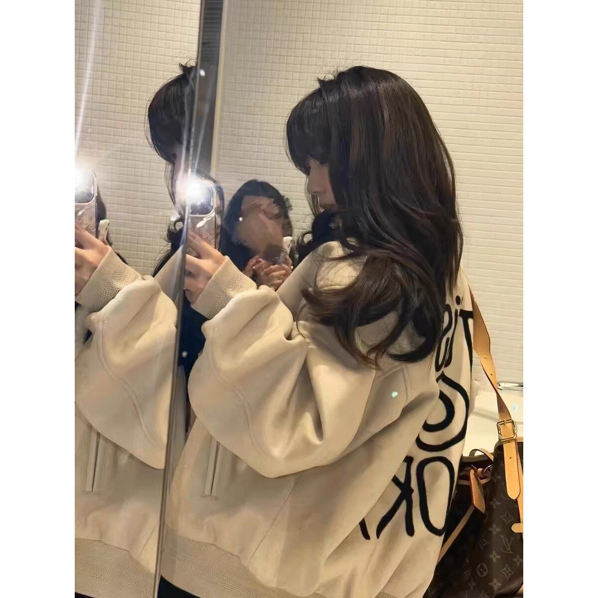 毛呢加厚夹棉双层内里植绒印花 +提花螺口夹克小香风外套秋冬