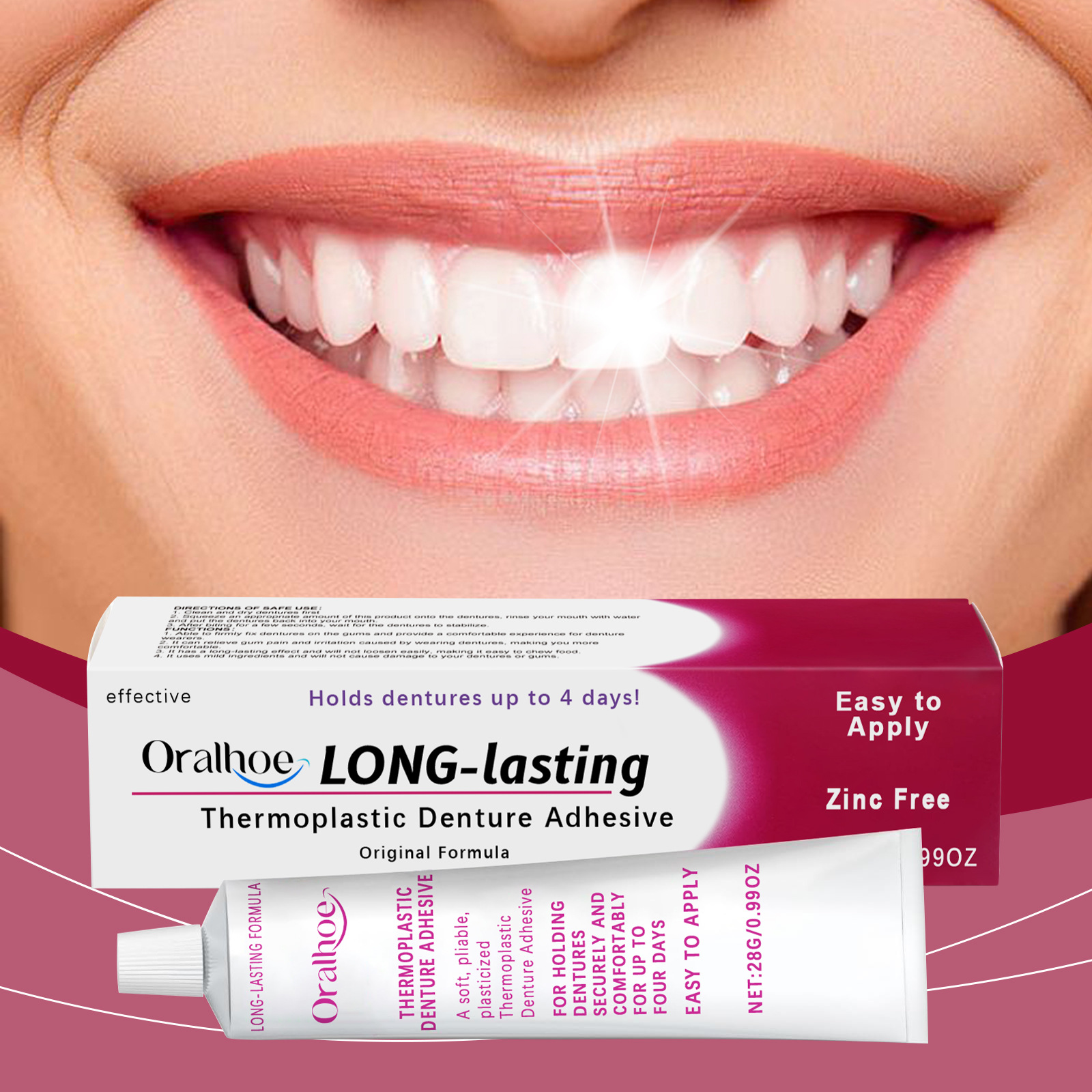 ORALHOE假牙固定粘合剂提高