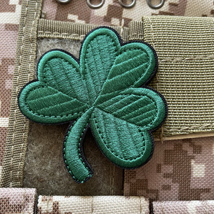綠葉刺繡魔術貼章 背包貼花臂章 個性 背包貼創意貼 幸運草布貼