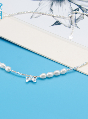 清仓秒杀云南银饰S925纯银碎银子在逃公主项链蝴蝶结吊坠女友礼物