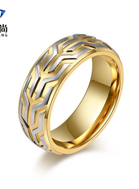 厂家直销欧美新款创意浮雕轮胎纹男士戒指个性时尚复古男士