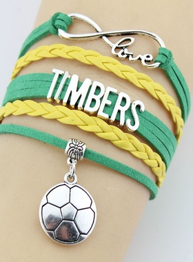 欧美复古手饰 手工编织无穷爱Timbers足球队手链简约时尚编织