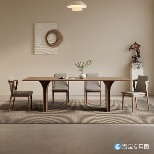 中古风实木圆形餐桌北欧白蜡木简约家用吃饭桌子现代接待洽谈桌椅