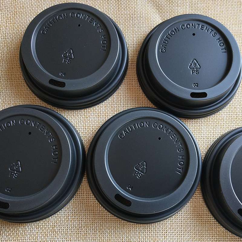 80mm 8oz 杯盖 一次性杯盖通用口径黑白开关盖加厚水果塑料茶盖厂