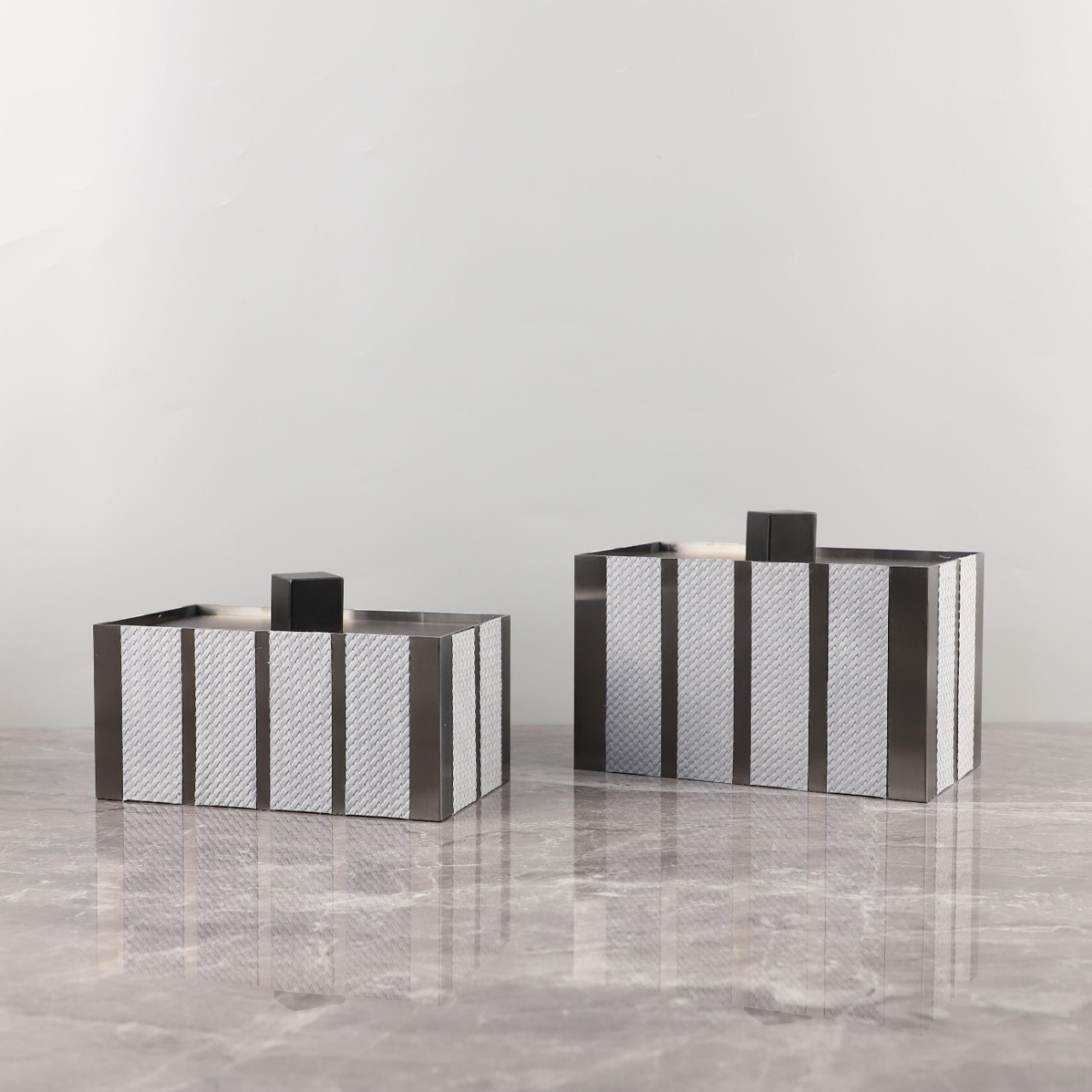 北欧极简金属编织纹皮革首饰盒收纳盒摆件客厅卧室衣帽间家居饰品