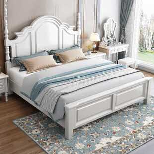 ?名坤美式实木床1.8米复古双人主卧婚床1.5高箱储物套房家具批