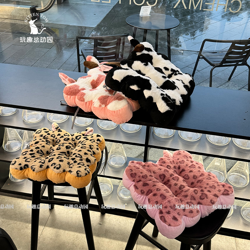 印花饼干坐垫办公室久坐椅垫靠垫加厚软兔毛屁垫板凳椅子屁股座垫